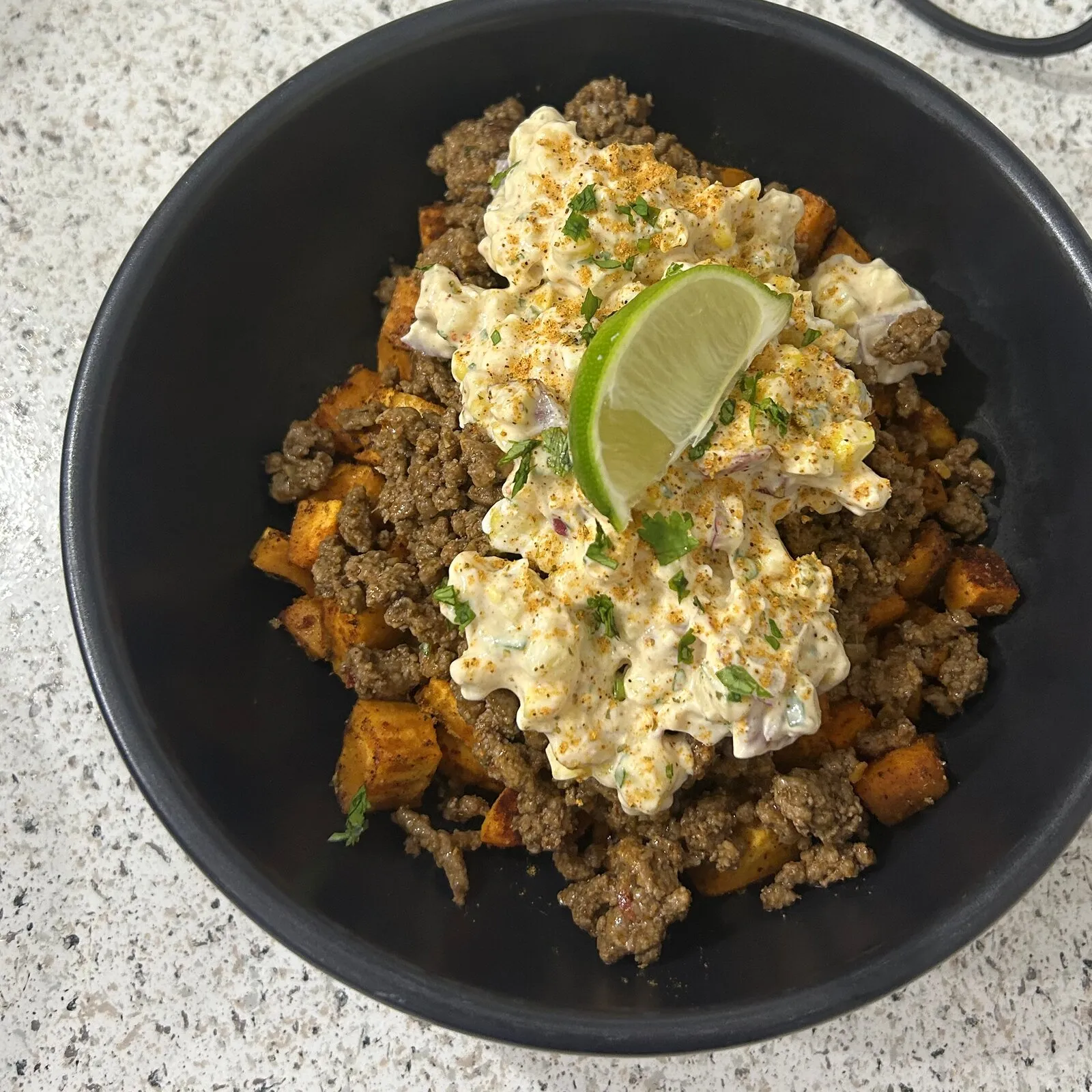 Sweet potato street corn bowls